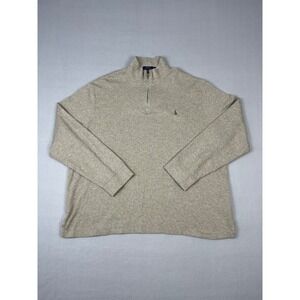Polo Ralph Lauren Sweater Mens 2XL Biege 1/4 Mock Neck Pullover Flesh Pony